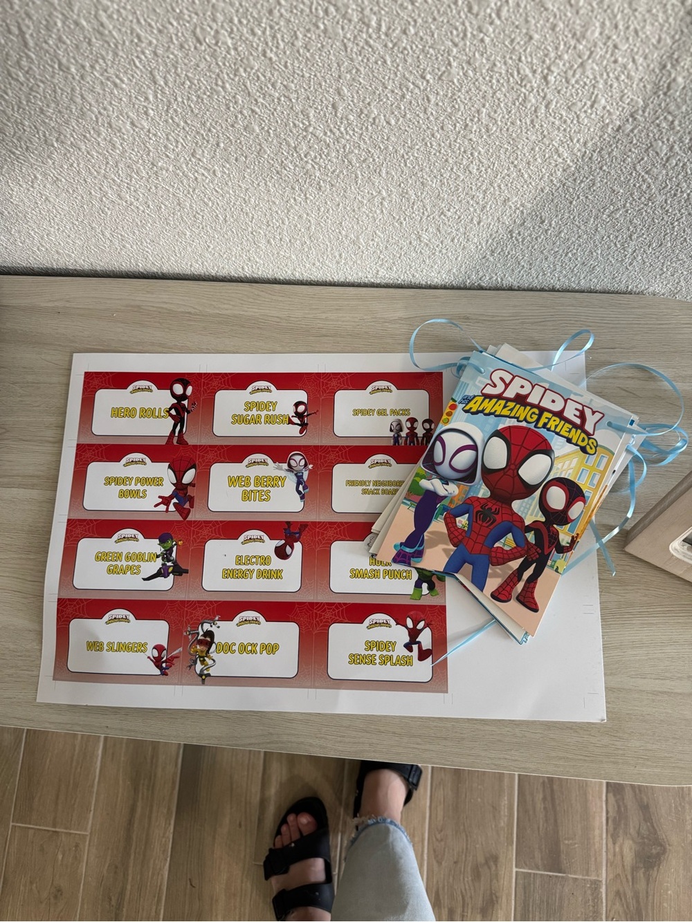 Spidey Amazing Friends Party food labels and banner - Red